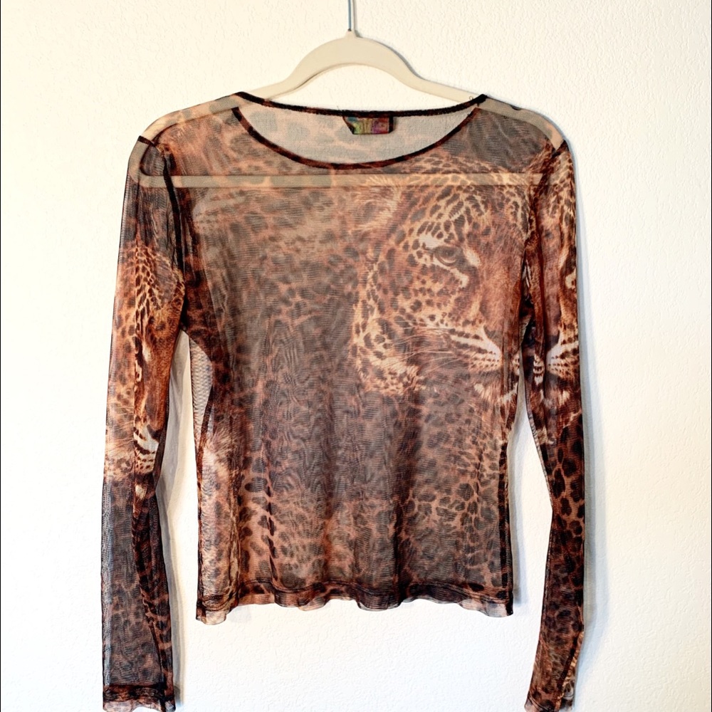 Coachella inspired lion mesh top